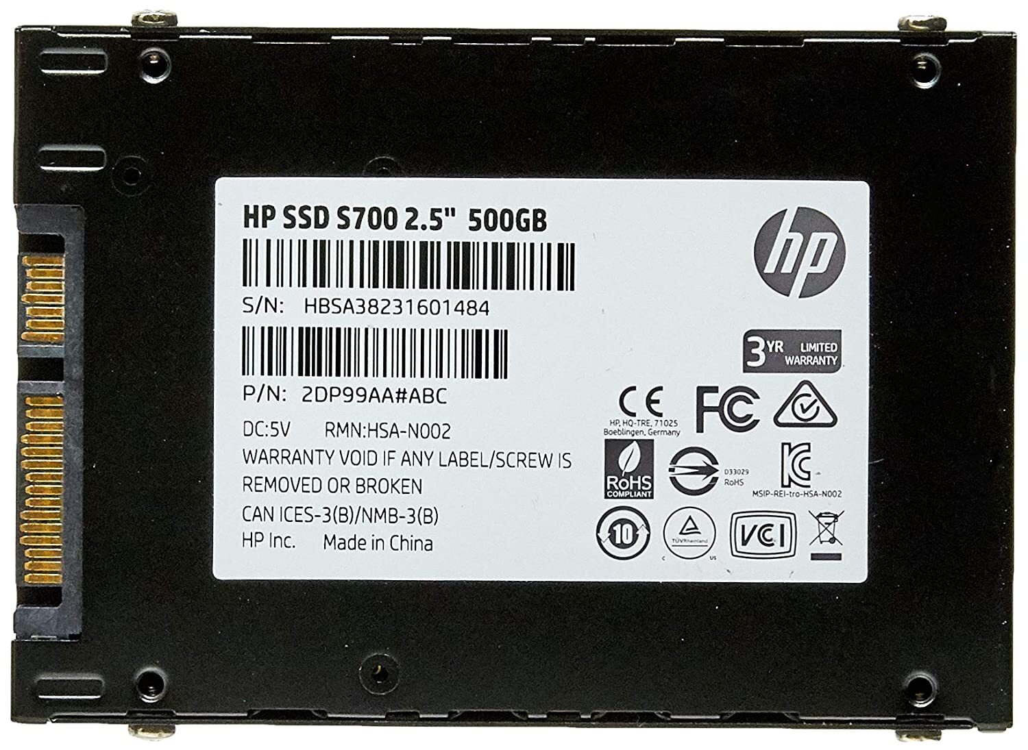 HP SSD S700 2.5 Inch 500GB SATA III 3D NAND Internal Solid State Drive (SSD) (2DP99AA) 3 Years National Warranty
