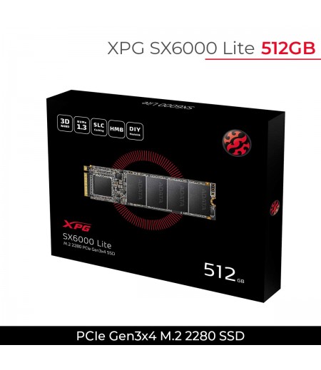 XPG Adata SX6000 Lite PCIe Gen3x4 M.2 2280 512GB 3D NAND Solid State Drive (SSD)