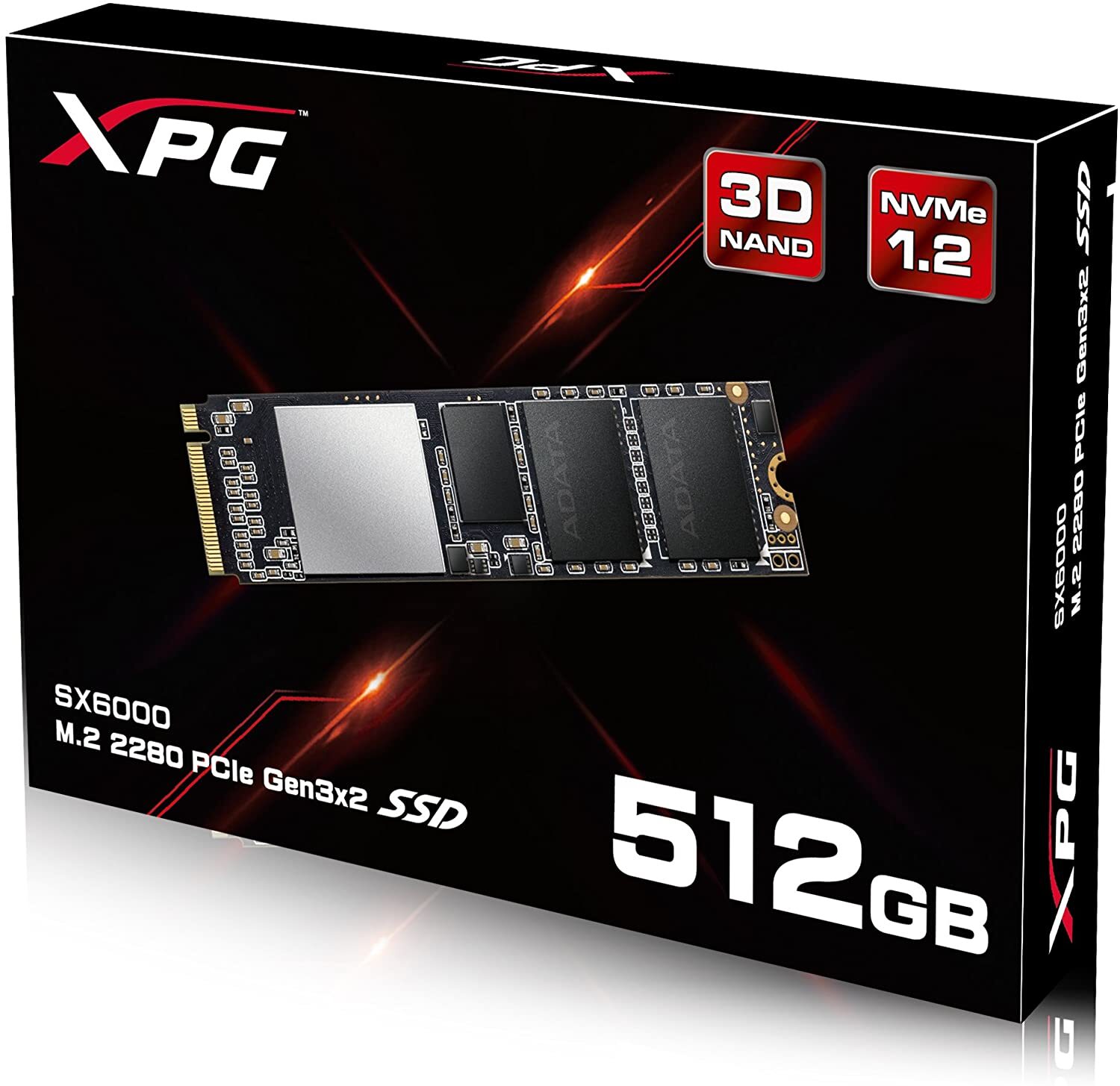 ADATA XPG SX6000 PCIe 512GB 3D NAND PCIe Gen3x4 M.2 2280 NVMe 1.2 R/W up to 1000/800MB/s Solid State Drive (ASX6000NP-512GT-C)