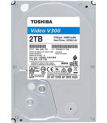 Toshiba HDWU120UZSVA 2TB V300 3.5" Video Streaming Hard Drive with Temperature Control