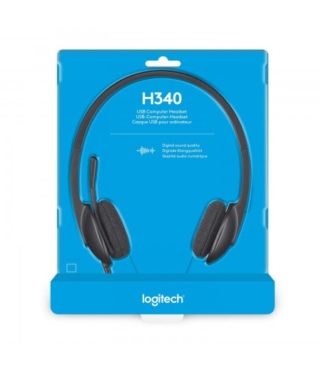 Logitech H340 Wired Headset, Stereo Headphones with Noise-Cancelling Microphone, Black