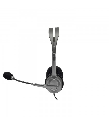 Logitech H110 Wired Stereo Headphone with 3.5mm Dual Audio Jack and Rotating Microphone