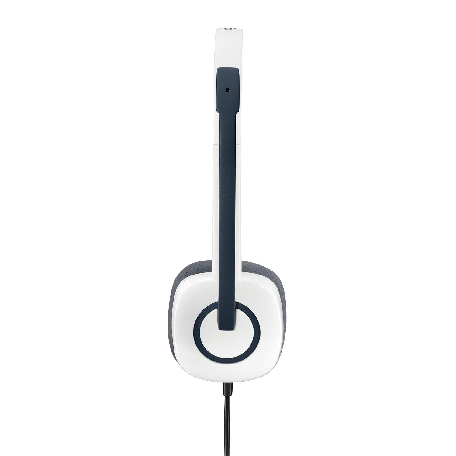 Logitech H150 Wired Stereo Dual 3.5mm Headset with 180° Rotatable Microphone, Cloud White