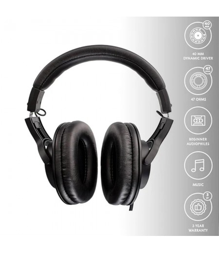 Audio-Technica ATH-M20x Over-Ear Professional Studio Monitor Headphones, Black