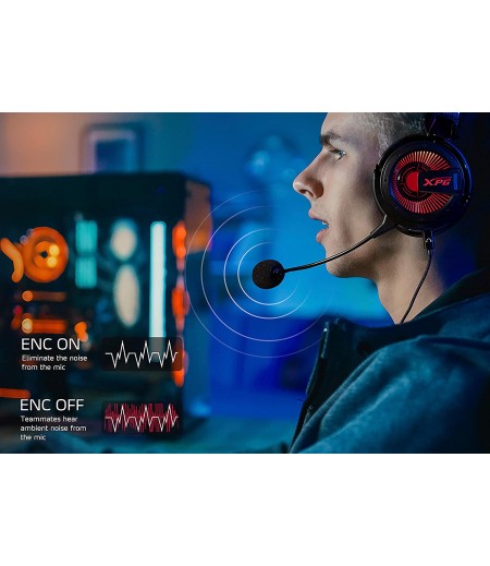 XPG Precog Gaming Headset with Virtual 7.1 Surround Sound Dual Drivers and Detachable Microphone