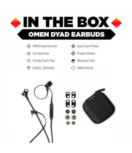 OMEN Dyad Earbuds Wired Headphone with 10mm Dynamic Driver in-Line Volume Controls and Carrying Case