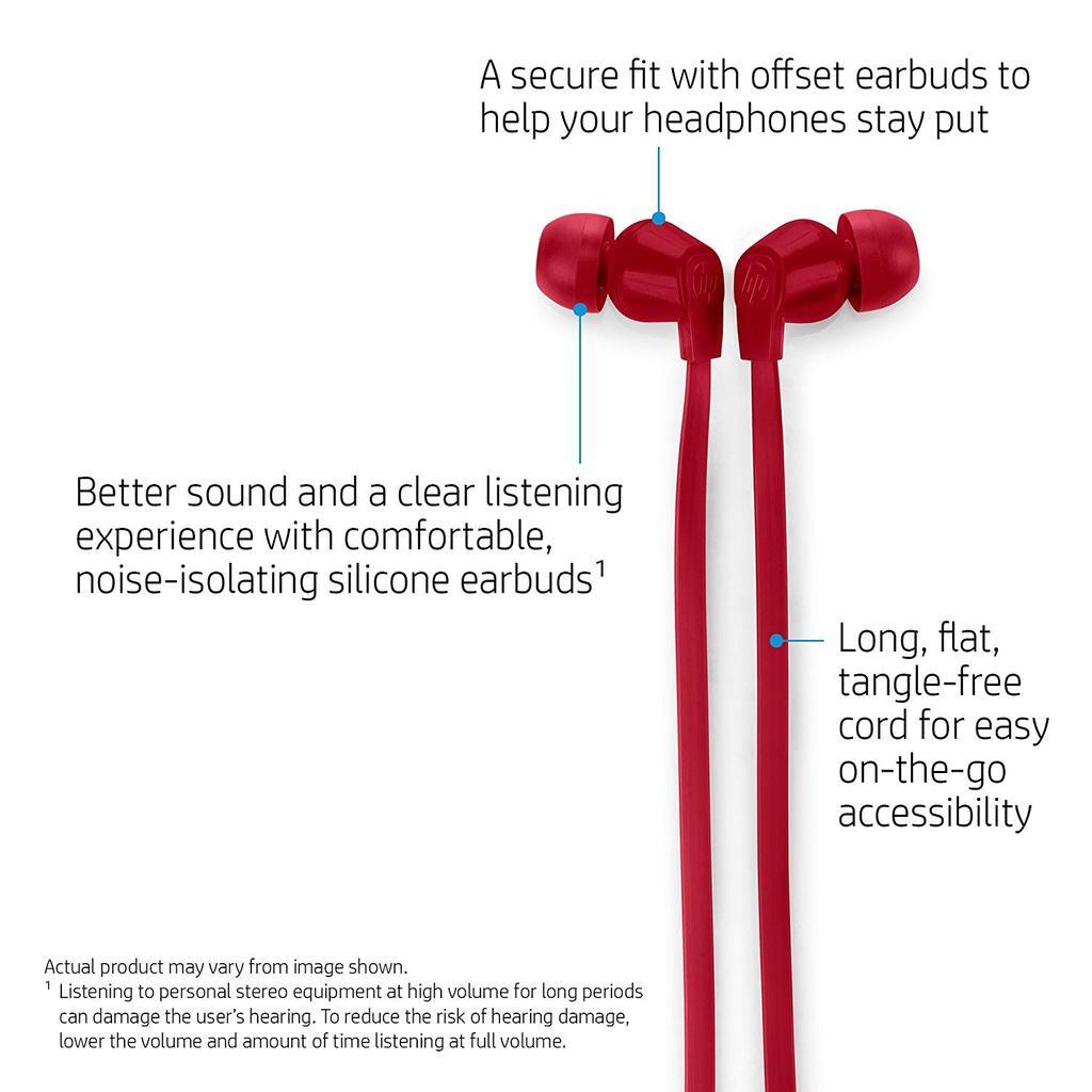 HP 1KF56AA Wired Headset without Mic  (Red, In the Ear)
