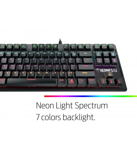 GAMDIAS 7 Color Backlit Gaming Mechanical Keyboard with 87 Keys, Blue Switches, Anti-ghosting, Multimedia Control Key with Metal Plate