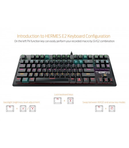GAMDIAS 7 Color Backlit Gaming Mechanical Keyboard with 87 Keys, Blue Switches, Anti-ghosting, Multimedia Control Key with Metal Plate