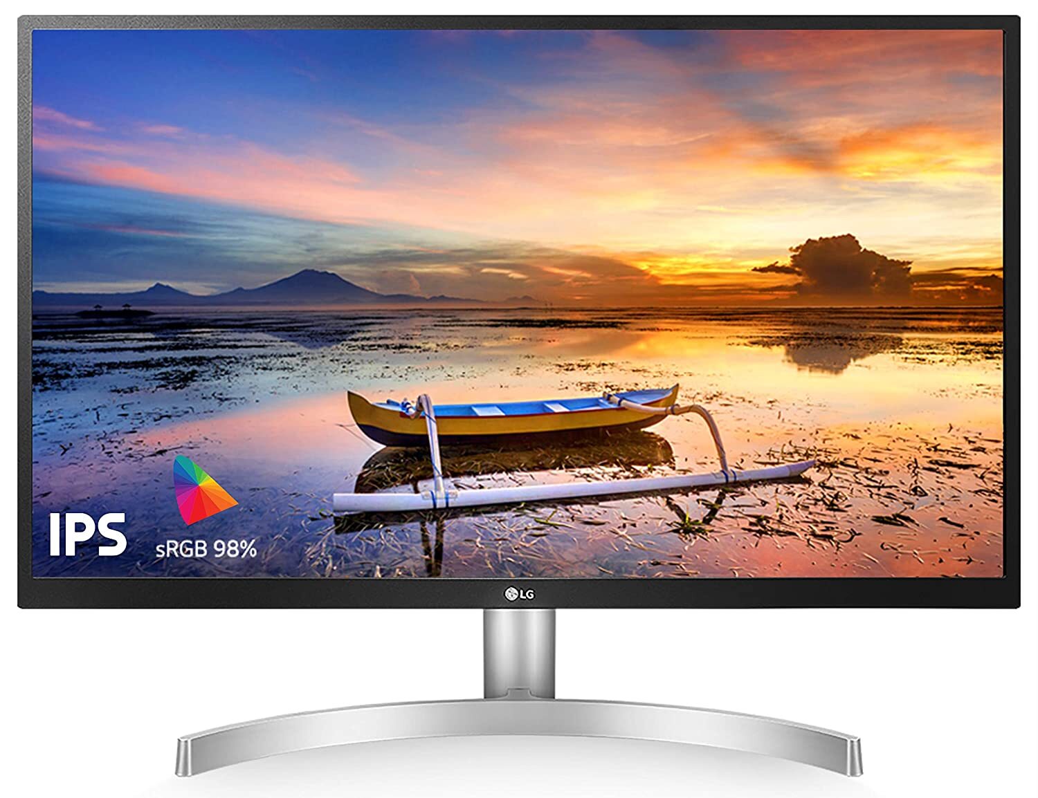 LG 27 inch 4K-UHD (3840 x 2160) HDR 10 Monitor (Gaming & Design) with IPS Panel, HDMI x 2, Display Port, AMD Freesync  - 27UL500 (Silver Stand with White Body)