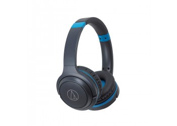 Audio-Technica ATH-S200BTGBL Bluetooth Wireless On-Ear Headphones with Built-in Mic & Controls, Gray/Blue