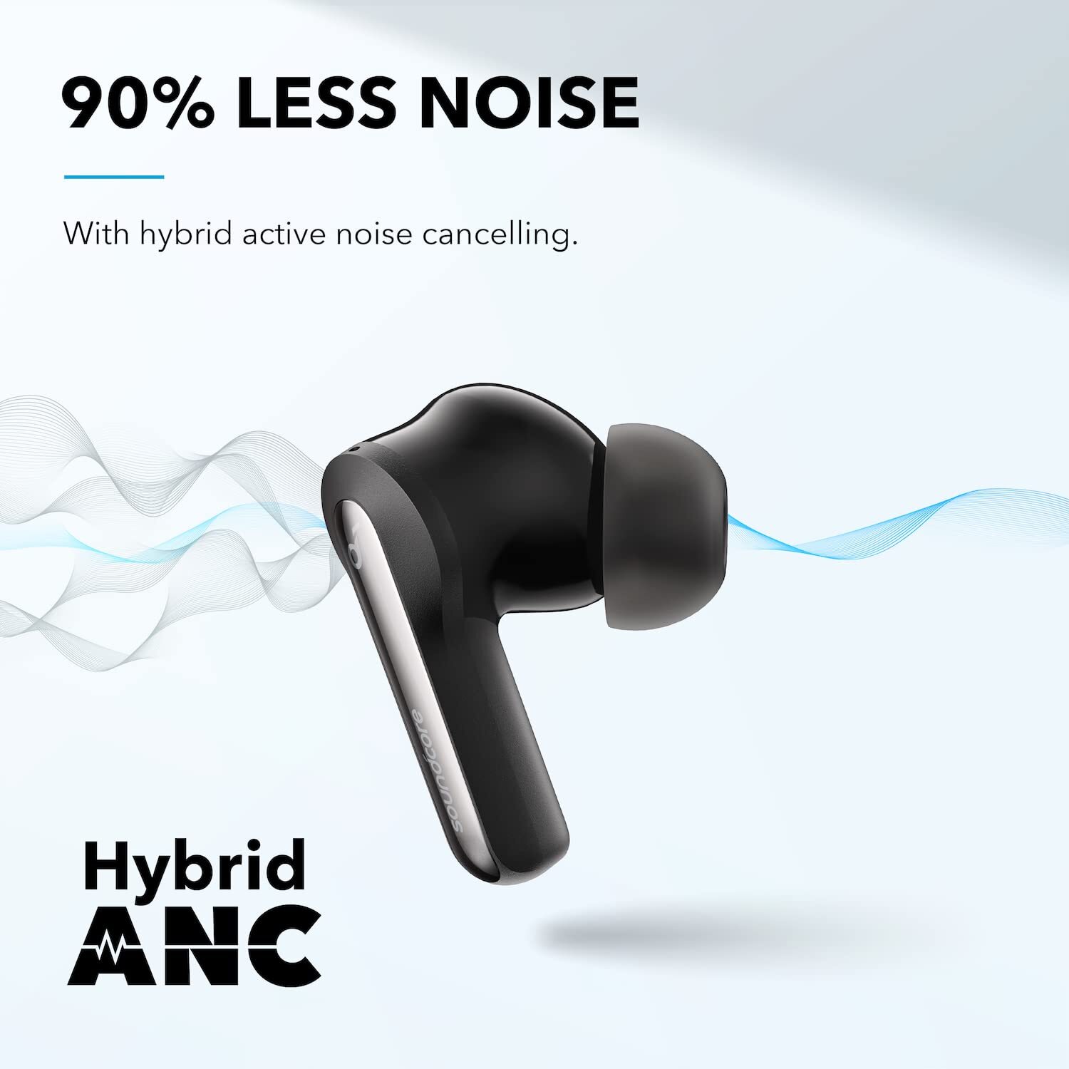 Soundcore By Anker R50i Black True Wireless (TWS) Earbuds 10mm Drivers with Big Bass, Bluetooth 5.3, 30H Playtime, IPX5-Water Resistant, AI Clear Calls with 2 Mics, 22 Preset EQs via App