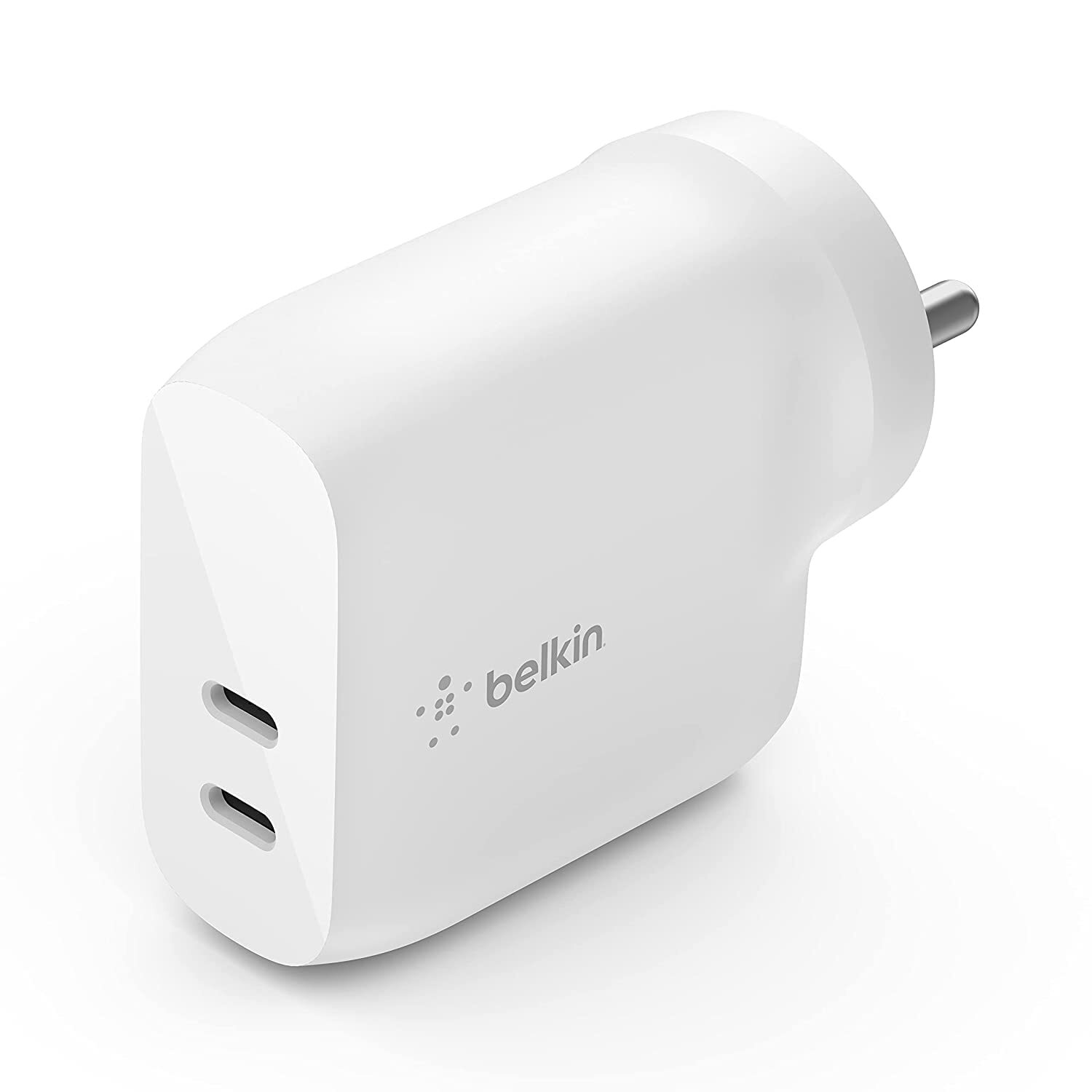 Belkin Fast Charging,Universally Compatible Dual USB-C 40W Pd Wall Charger-Power Delivery 3.0 Certified,Each Port Delivers 20W of Power for All Cellular Phones, USB C/Type C Mobile Phones- White